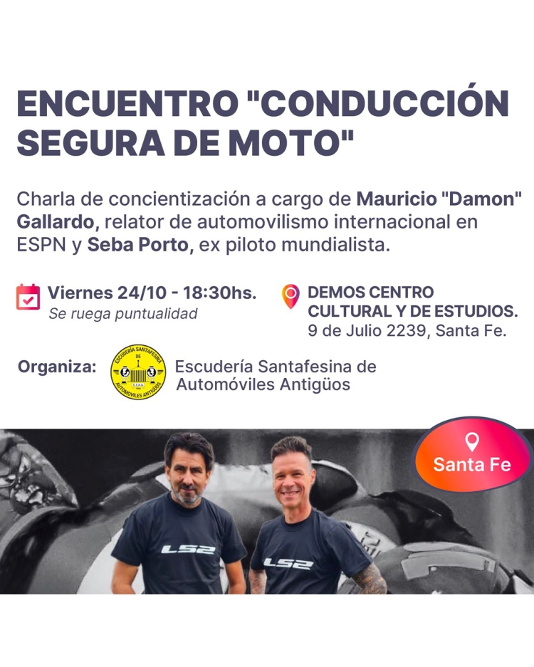 CHARLA – “Conducción Segura de Moto” | Mauricio “Damon” Gallardo y Seba Porto